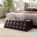 Panca Contenitore Pieghevole Costway 43 pollici con tasca laterale Baule Marrone/Grigio/Grigio Scuro/Nero/Bianco