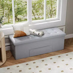 Panca Contenitore Pieghevole Costway 43 pollici con tasca laterale Baule Marrone/Grigio/Grigio Scuro/Nero/Bianco