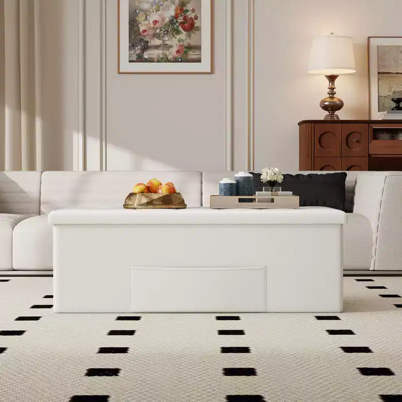Panca Contenitore Pieghevole Costway 43 pollici con tasca laterale Baule Marrone/Grigio/Grigio Scuro/Nero/Bianco
