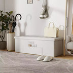Panca Contenitore Pieghevole Costway 43 pollici con tasca laterale Baule Marrone/Grigio/Grigio Scuro/Nero/Bianco