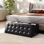 Panca Contenitore Pieghevole Costway 43 pollici con tasca laterale Baule Marrone/Grigio/Grigio Scuro/Nero/Bianco