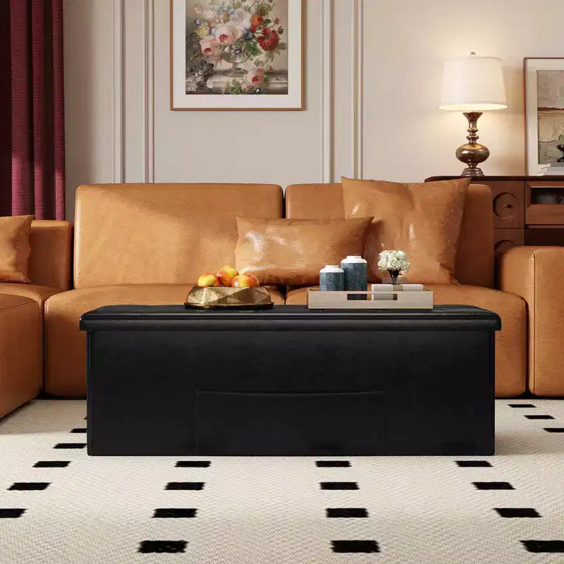 Panca Contenitore Pieghevole Costway 43 pollici con tasca laterale Baule Marrone/Grigio/Grigio Scuro/Nero/Bianco