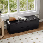 Panca Contenitore Pieghevole Costway 43 pollici con tasca laterale Baule Marrone/Grigio/Grigio Scuro/Nero/Bianco