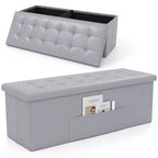 Panca Contenitore Pieghevole Costway 43 pollici con tasca laterale Baule Marrone/Grigio/Grigio Scuro/Nero/Bianco