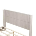 Base letto a piattaforma matrimoniale in legno massello con testiera, nessuna necessità di rete e facile da montare, Beige