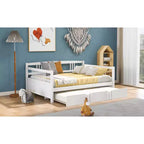 Divano letto in legno massello con letto estraibile singolo, salvaspazio per camera degli ospiti o da letto, bianco