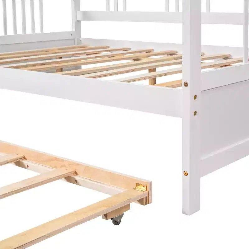 Divano letto in legno massello con letto estraibile singolo, salvaspazio per camera degli ospiti o da letto, bianco