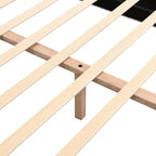 Letto imbottito Queen Size con tessuto in ciniglia, gambe in legno massello e struttura imbottita, bianco