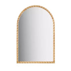 Specchio decorativo da parete ad arco 24 x 36 con cornice in legno di caucciù elegantemente intrecciato, tocco moderno per camera da letto, bagno, soggiorno-Panipeachy
