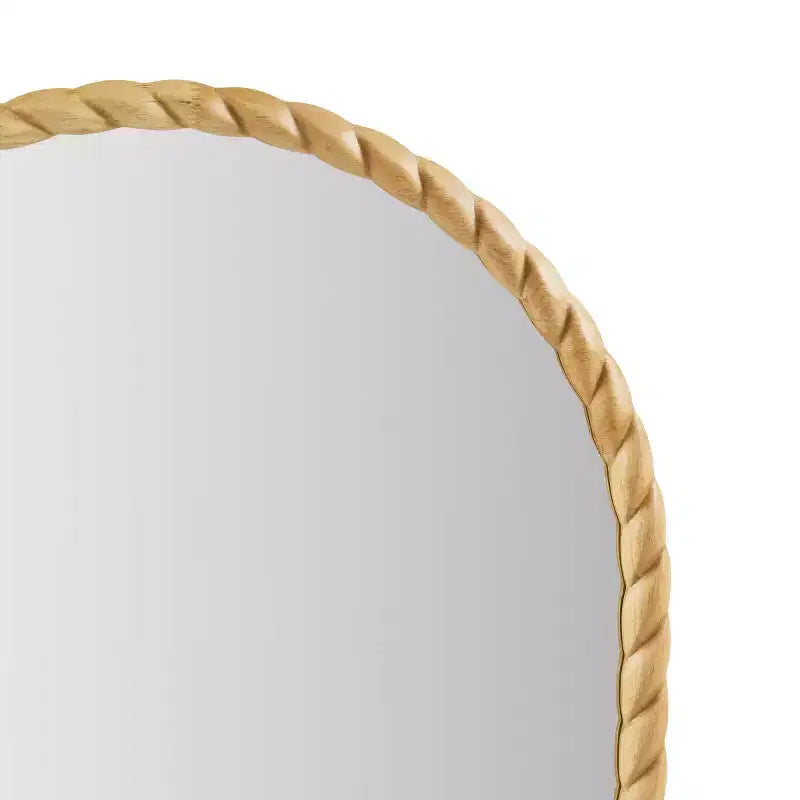 Specchio decorativo da parete ad arco 24 x 36 con cornice in legno di caucciù elegantemente intrecciato, tocco moderno per camera da letto, bagno, soggiorno-Panipeachy
