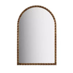 Specchio decorativo da parete ad arco 24 x 36 con cornice in legno di caucciù elegantemente intrecciato, tocco moderno per camera da letto, bagno, soggiorno-Panipeachy