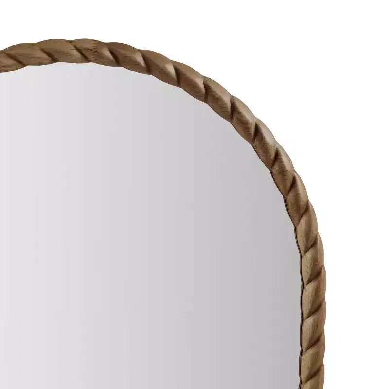 Specchio decorativo da parete ad arco 24 x 36 con cornice in legno di caucciù elegantemente intrecciato, tocco moderno per camera da letto, bagno, soggiorno-Panipeachy