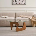 Mid-Century Modern Farmhouse Coffee Table, Brown Wood Center Table for Living Room