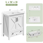 Mobile bagno da 30 pollici con lavabo in ceramica, mobile da bagno in stile rustico autoportante con 2 ante e 1 cassetto