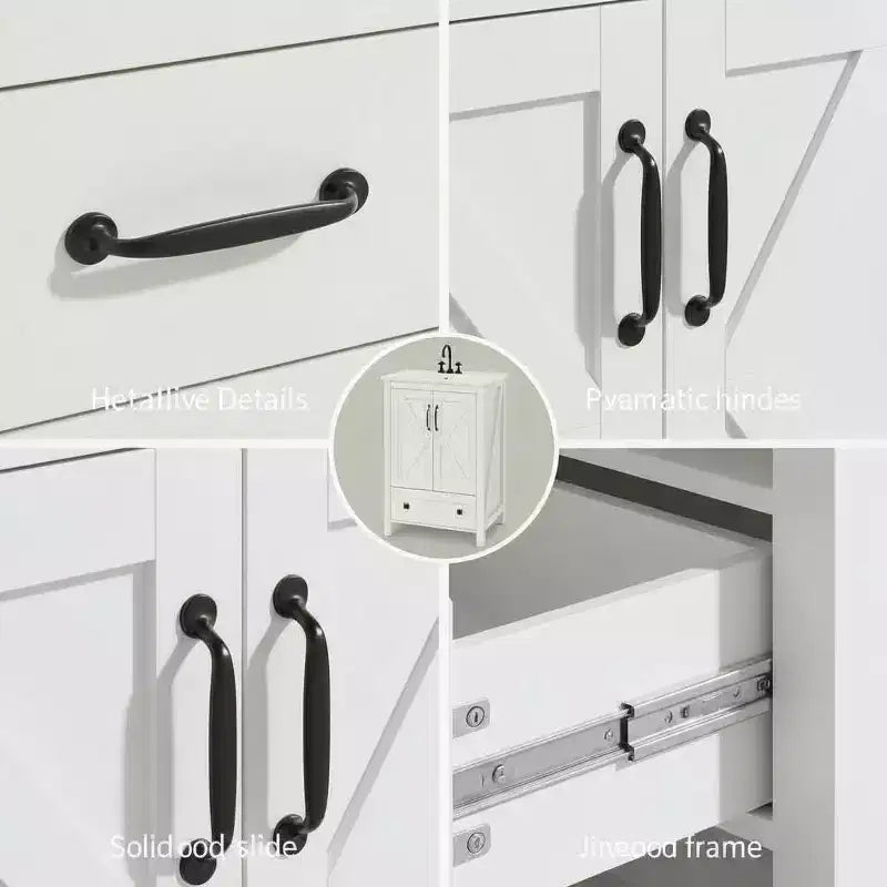 Mobile bagno da 30 pollici con lavabo in ceramica, mobile da bagno in stile rustico autoportante con 2 ante e 1 cassetto