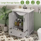 Mobile bagno da 30 pollici con lavabo in ceramica, mobile da bagno in stile rustico autoportante con 2 ante e 1 cassetto