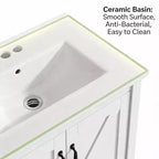 Mobile bagno da 30 pollici con lavabo in ceramica, mobile da bagno in stile rustico autoportante con 2 ante e 1 cassetto