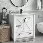 Mobile bagno da 30 pollici con lavabo in ceramica, mobile da bagno in stile rustico autoportante con 2 ante e 1 cassetto