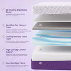 Materasso in memory foam con gel rinfrescante Sersper 12 Rayon in carbone di bambù - Compatibile con letto a piattaforma, rete a molle o base a doghe