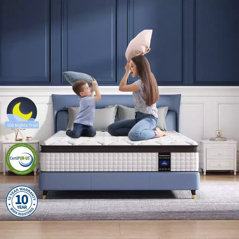 Kescas Materasso Ibrido Premium 8 Pollici a Media Rigidità - Compatibile con Letti a Piattaforma, Reti a Molle o Basi a Doghe