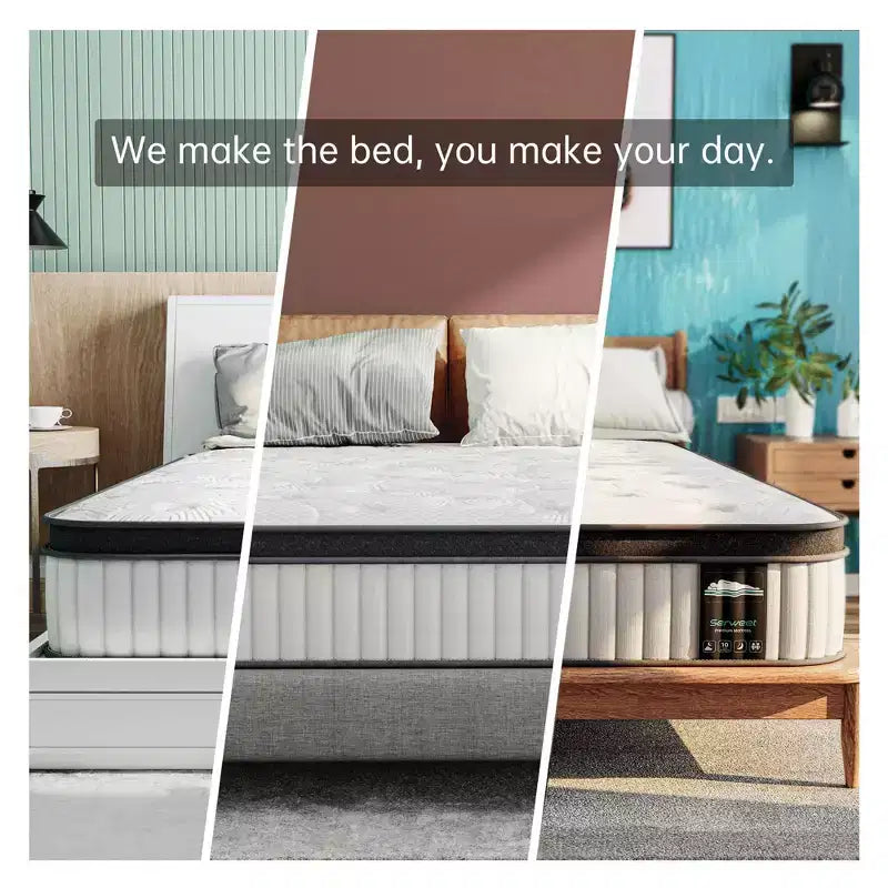 Materasso ibrido traspirante Serweet da 8 pollici - Compatibile con base a piattaforma, box spring o rete a doghe