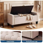 Panca contenitore pouf 50.8 pollici con cerniera di sicurezza a chiusura lenta, panca imbottita capitonné per camera da letto, ingresso, soggiorno, capacità di carico 300 kg