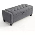 Storage Ottoman Bench 50.8 Inch with Safety Slow-Close Hinge, Tufted Upholstered Bench for Bedroom Entryway Living Room, 670 Lbs Weight Capacity