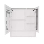 FAMYYT 32 pollici L x 35 pollici A Mobiletto da bagno in alluminio con specchio e luce, anti-appannamento, facile da installare