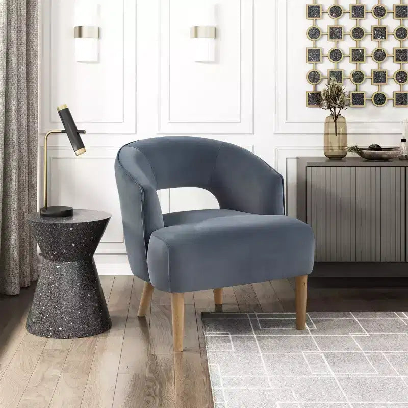 Poltrona a botte moderna imbottita in velluto GDFStudio Bennett