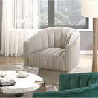 GDFStudio Madison - Poltrona Girevole Accent con Braccioli a Botte, Moderna, Rivestita in Velluto, con Struttura in Legno