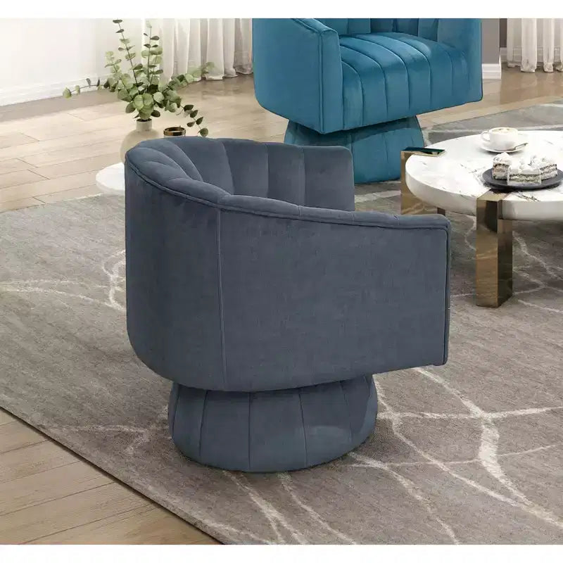 GDFStudio Madison - Poltrona Girevole Accent con Braccioli a Botte, Moderna, Rivestita in Velluto, con Struttura in Legno