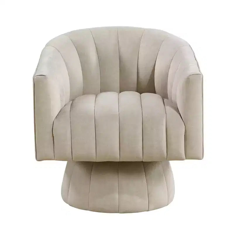 GDFStudio Madison - Poltrona Girevole Accent con Braccioli a Botte, Moderna, Rivestita in Velluto, con Struttura in Legno