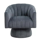 GDFStudio Madison - Poltrona Girevole Accent con Braccioli a Botte, Moderna, Rivestita in Velluto, con Struttura in Legno