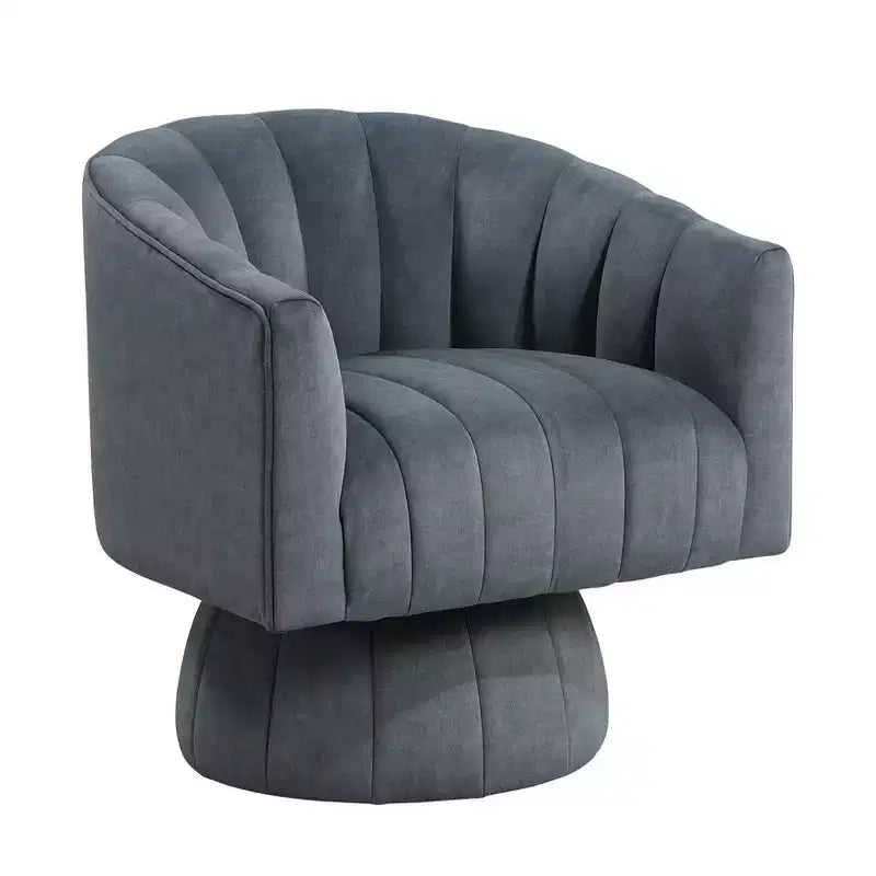 GDFStudio Madison - Poltrona Girevole Accent con Braccioli a Botte, Moderna, Rivestita in Velluto, con Struttura in Legno