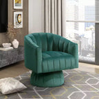 GDFStudio Madison - Poltrona Girevole Accent con Braccioli a Botte, Moderna, Rivestita in Velluto, con Struttura in Legno