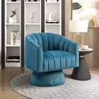 GDFStudio Madison - Poltrona Girevole Accent con Braccioli a Botte, Moderna, Rivestita in Velluto, con Struttura in Legno