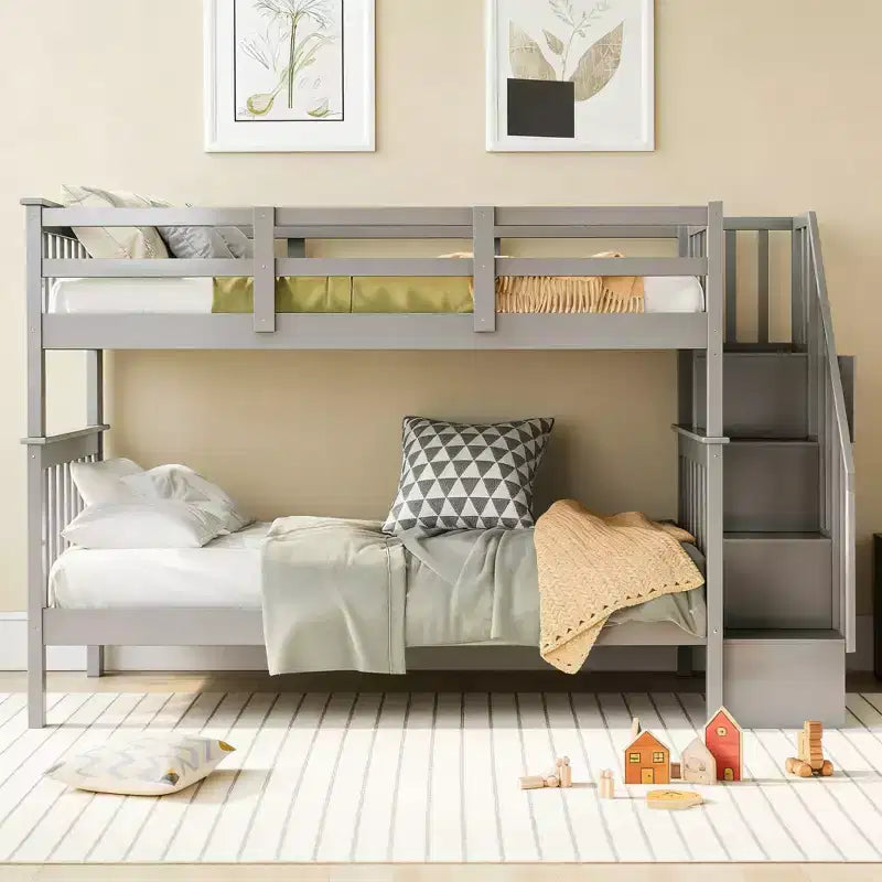 Letto a Castello Luxystar per Appartamenti e Dormitori, con Scala a Contenitore e Sponda, da Piazza e Mezza