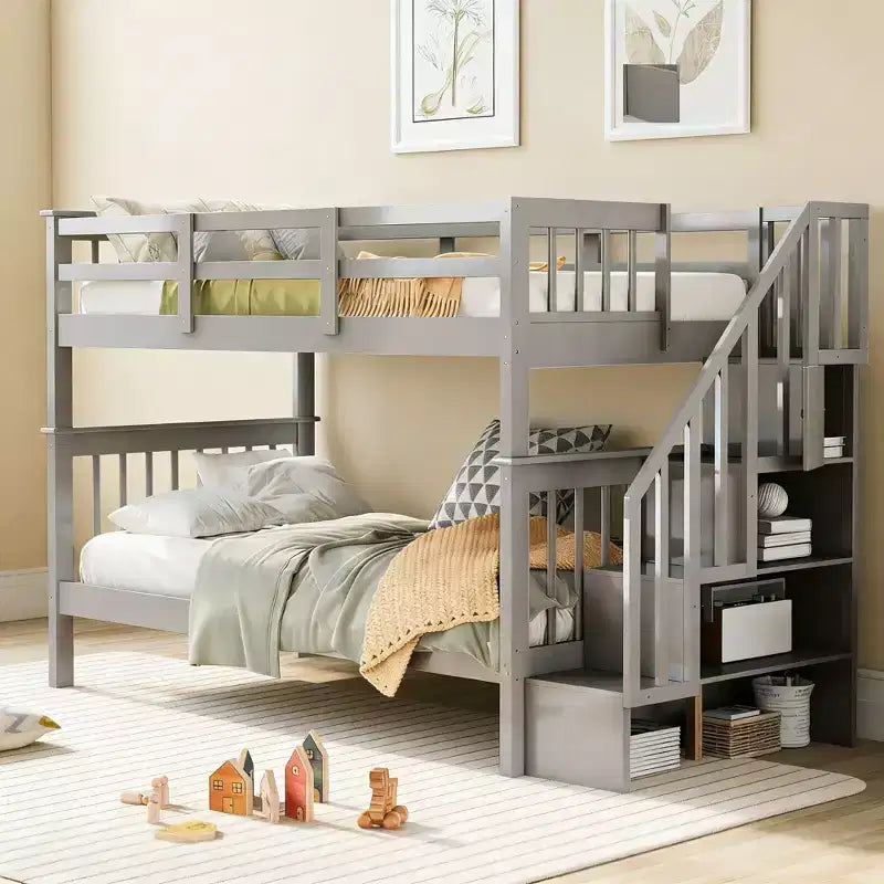 Letto a Castello Luxystar per Appartamenti e Dormitori, con Scala a Contenitore e Sponda, da Piazza e Mezza