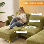 Karl Home | Divano moderno a forma di U in ciniglia con braccioli quadrati da 100 pollici L in grigio con contenitore laterale