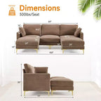 Karl Home | Divano moderno a forma di U in ciniglia con braccioli quadrati da 100 pollici L in grigio con contenitore laterale