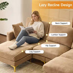 Karl Home | Divano moderno a forma di U in ciniglia con braccioli quadrati da 100 pollici L in grigio con contenitore laterale