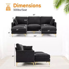 Karl Home | Divano moderno a forma di U in ciniglia con braccioli quadrati da 100 pollici L in grigio con contenitore laterale