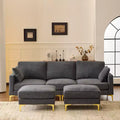 Karl Home |100 in.W Square Arm Chenille Modern U-shaped Sofa in Gray with Side Storage