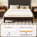 Dyonery Letto Matrimoniale/King in Legno Massello, Piattaforma Letto Rustica con Testiera da 127 cm, Supporto a Doghe in Legno/Senza Rumore/Nessuna Molla Necessaria/Marrone Scuro