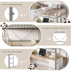 Letto a soppalco singolo, struttura in metallo resistente con sponda di protezione arcuata, pioli della scala piatti e supporto a doghe in acciaio, non è necessario il box spring, salvaspazio