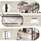 Letto a soppalco singolo, struttura in metallo resistente con sponda di protezione arcuata, pioli della scala piatti e supporto a doghe in acciaio, non è necessario il box spring, salvaspazio
