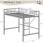 Letto a soppalco singolo, struttura in metallo resistente con sponda di protezione arcuata, pioli della scala piatti e supporto a doghe in acciaio, non è necessario il box spring, salvaspazio