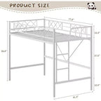Letto a soppalco singolo, struttura in metallo resistente con sponda di protezione arcuata, pioli della scala piatti e supporto a doghe in acciaio, non è necessario il box spring, salvaspazio