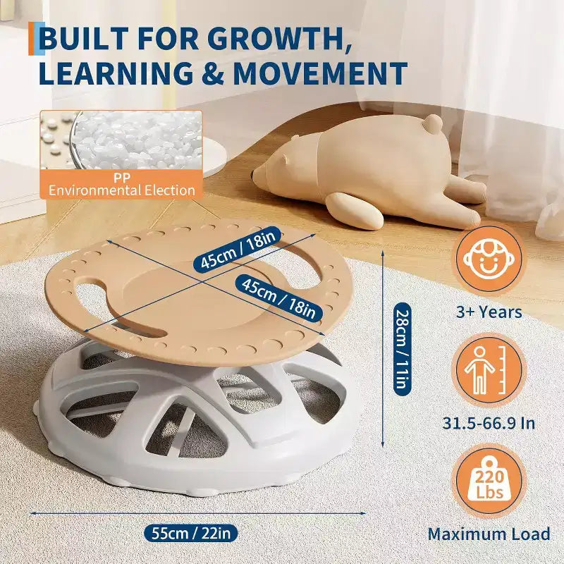 Garvee Kids Sedia Girevole Sensoriale - Sedia Girevole per Autismo con Maniglia di Sicurezza e Base Antiscivolo, Migliora la Coordinazione Corporea e l'Allenamento dell'Equilibrio