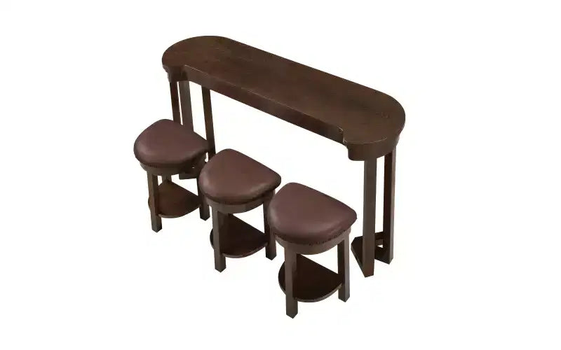 Set da tavola da bar di 4 pezzi con 3 sgabelli imbottiti in PU, tavolo da pranzo altezza bancone, set colazione salvaspazio per cucina, sala da pranzo, espresso